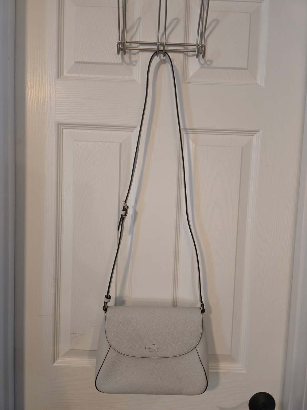kate spade Pebbled Leather White Crossbody with Contrast Edge